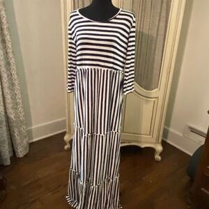 Adorable black and white striped maxi dress